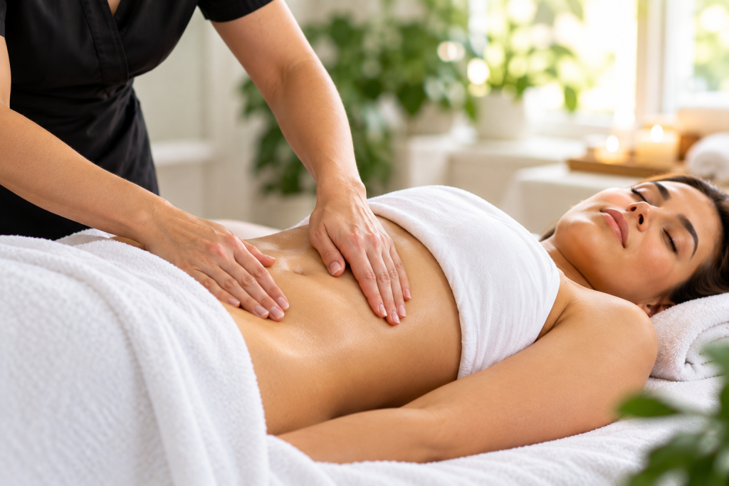 Post-surgery lymphatic drainage massage performed by a professional therapist at Eco Beauty MedSpa in Miami.